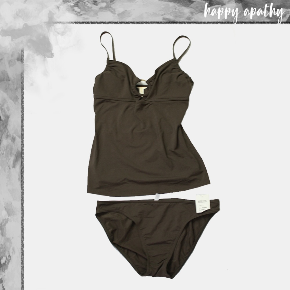 Michael Kors Shirred Bra Tankini - Brown